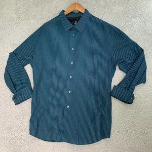 Van Huesen Casual Blue Striped Button Up . Perfect Condition